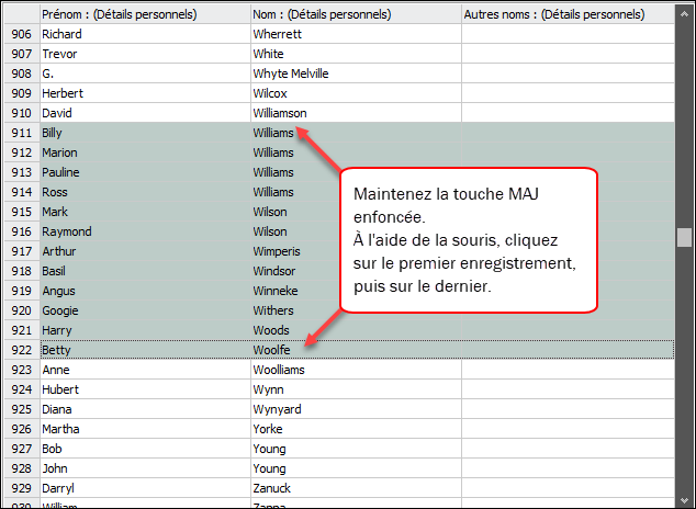 Comment sélectionner des enregistrements